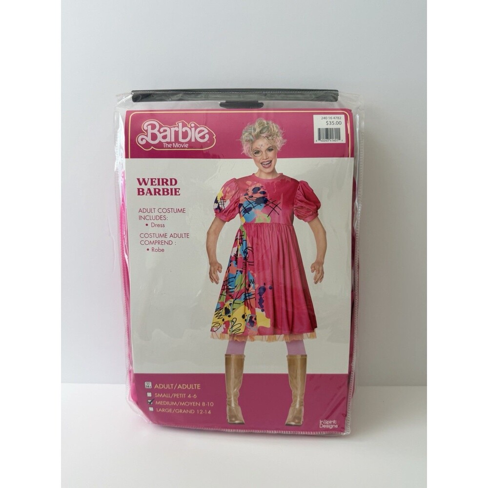 Barbie The Movie Weird Barbie Adult Costume Pink Dress M 8-10 Cosplay Party NIP